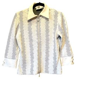 Joseph Ribkoff Full Zip Blazer Jacket Black and White 3/4 Sleeve Size 10